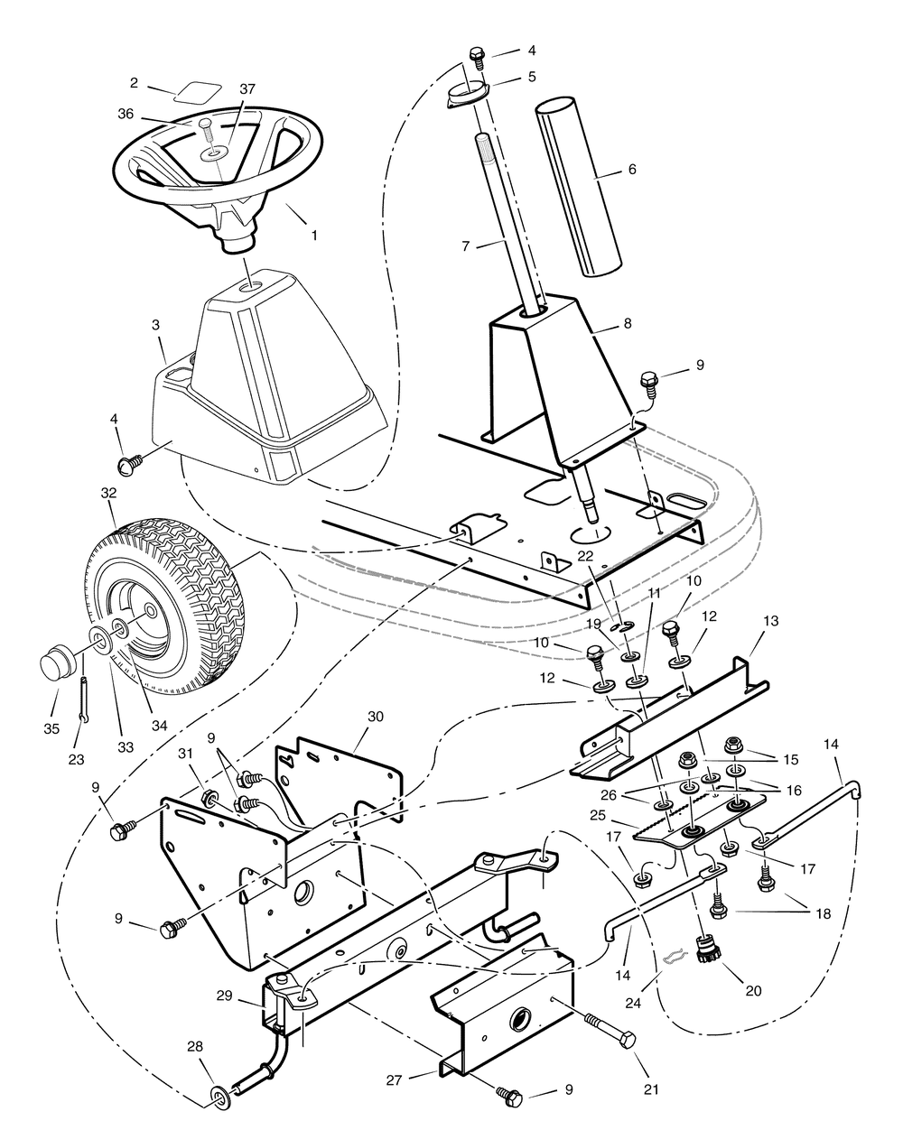 Steering Diagram and Parts List for 7800337-309006X78C 2008 Briggs and Stratton Lawn Tractor
